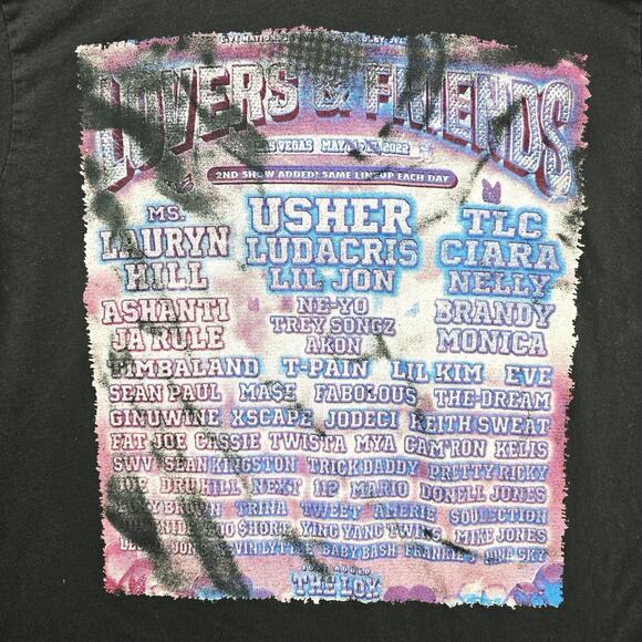 Lovers & Friends Las Vegas 2022 Concert Shirt XL Usher Lauryn Hill TLC Rap Tee - Picture 6 of 8